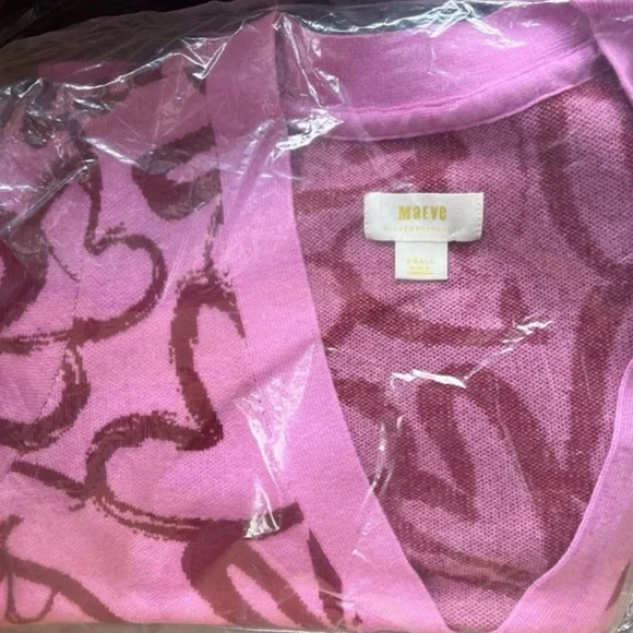 NWT Anthropologie Maeve V-Neck  Hearts Print Cardigan Sweater - Picture 9 of 13